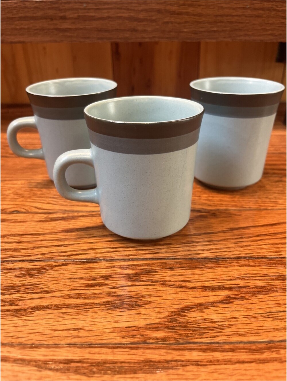 3 Vintage Arrow Stone Navajo Blue 690 Coffee Tea Mugs Kasuga Japan Stripe